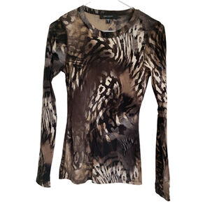 Karen Kane Brown Animal Print Top Size Small